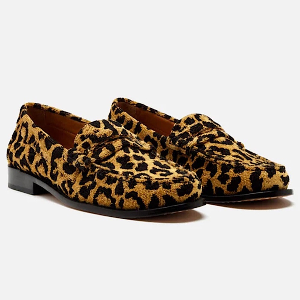 G.H. BASS Weejuns Whitney Textile Terry Loafers Leopard 7.5